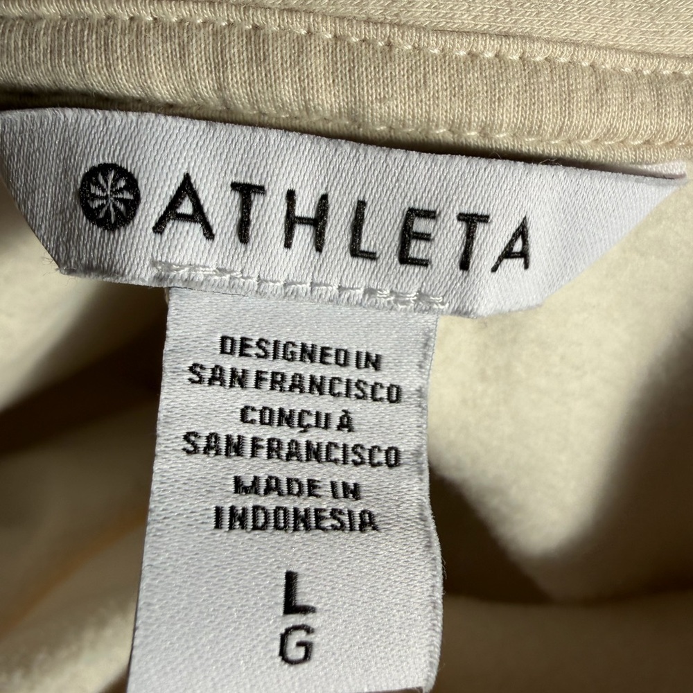 Athleta Cream Quarter-Zip cropped Pullover with Peach Stitching - Picture 6 of 9